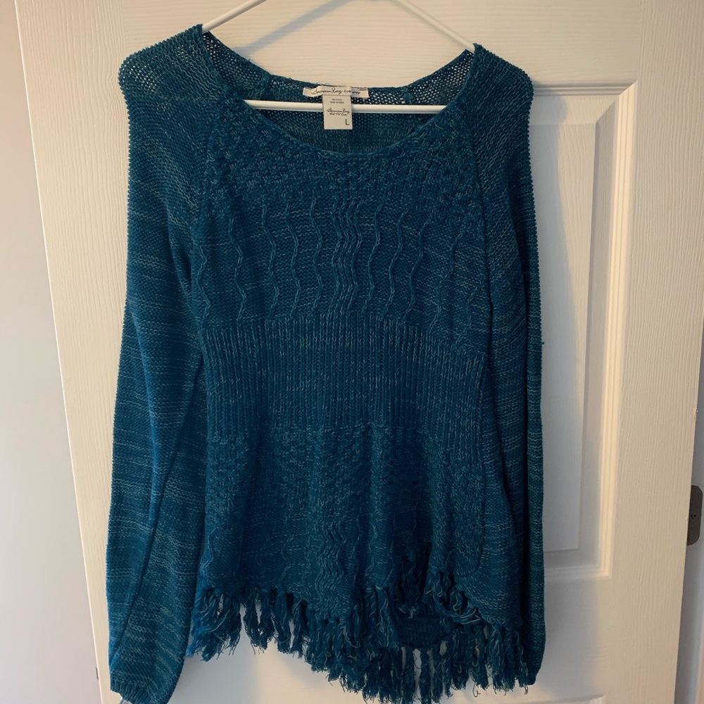 Asymmetrical woven sweater